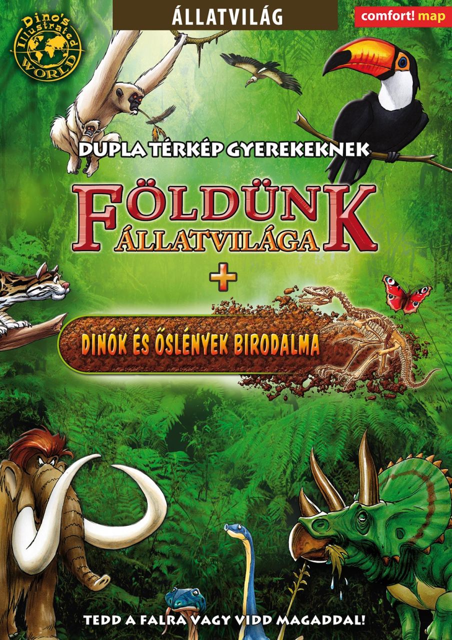 Földünk állatvilága + dinók és őslények birodalma gyerektérkép (dino's map)