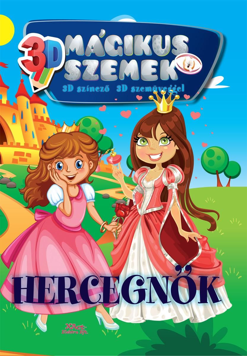 Hercegnők - 3d mágikus szemek színező+szemüveg